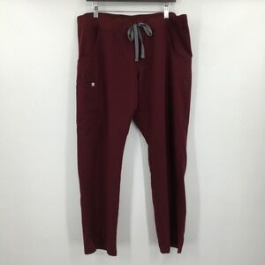 Figs Technical Collection Straight Leg Scrub Pants Womens XL Petite Burgundy Red